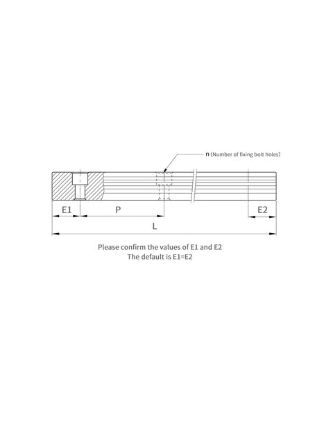 Technical diagram of Budget Friendly Linear Guide HGR45 850mm Rail HGH45CA Carriage Slide with dimensions E1, E2, P, and L.