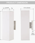 Slick 13 Inch White Square Outdoor Wall Sconce With Uplight And Downlight Tough Aluminum Frame dimensions showing height, width and depth.