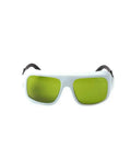 Top Shelf Laser Safety Glasses For Nd Yag And Semiconductor Work High Power Eye Protection With Optical Density Filtering Crisp Vision Shield Built Tough, front view with green lenses.
