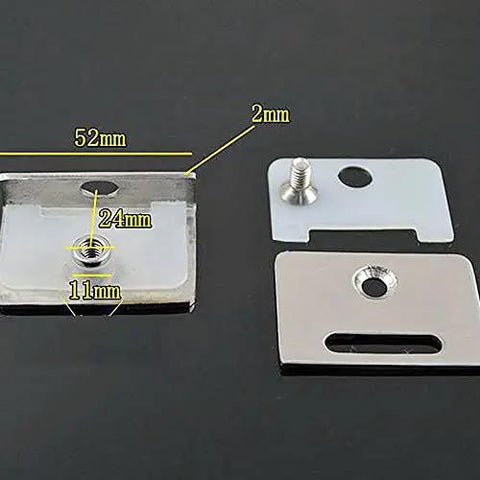 Smoother Than Butter Sliding Door Roller with Rugged Nylon Wheel and Sleek Aluminum Hardware for Wood Bathroom Doors Zero Friction Gliding Pulley System Sand Polish Look, aluminum mounting plates with dimensions.