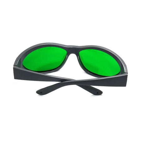 Broad Band Infrared Laser Safety Glasses Selected By Telecom Pros For 800 To 1700NM Projects with green lenses and comfortable frame.