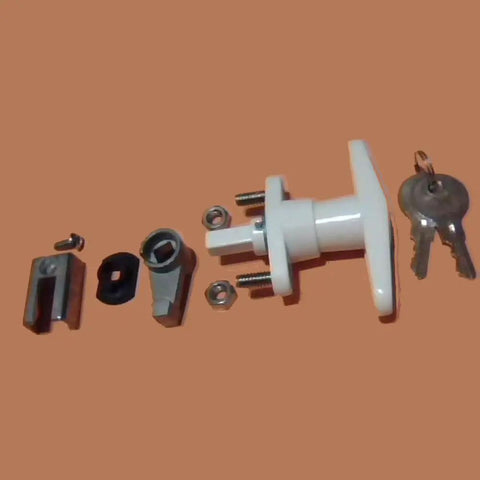 Heavy Duty T Handle Shutter Lock Kit For Accordion Hurricane Storm Shutters White Steel Security Latch with keys and hardware