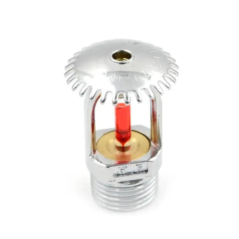 Straight Up Real Deal Sixty Eight Celsius Pendent Fire Sprinkler Head showing chrome finish, heat-activated, and copper elements.