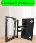 Heavy Duty Concealed Door Hinges Stainless Steel Invisible Hardware For Ultra Slick Hidden Access Panels And Bathroom Inspection Doors With Tight No Hassle Tile Or Drywall Setup, showing a tile-covered concealed door access panel.