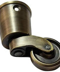 Solid Brass Round Casters Four Pack Antique Brass Finish Heavy Duty Rollers showing single caster with smooth glide design.