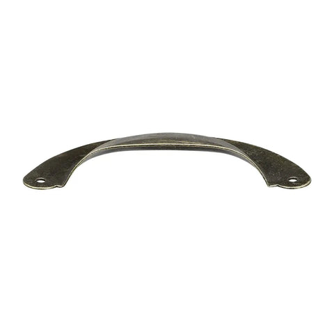 Top Shelf Vintage Bronze Cup Pulls For Kitchen Cabinets And Dressers Featuring Heavy Carbon Steel Build With Flawless 3.9 Length And 1.77 Width For A Killer 6 Pack Furniture Refresh, side view of cup pull.