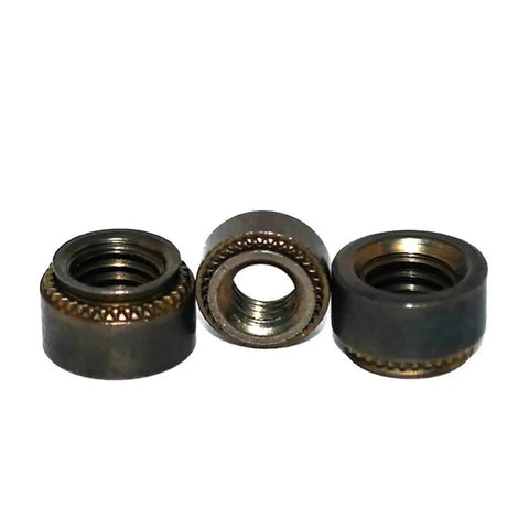 Hella Durable Carbon Steel Self Clinching Rivet Nuts Metric Threaded Inserts in solid black finish for metal sheet mounting.