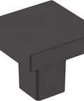 Square Matte Black Cabinet Knobs About An Inch And A Quarter Wide For Kitchen Cabinets with smooth contemporary finish.