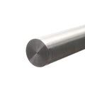 Heavy Duty Sliding Barn Door Hardware Kit In Brushed Stainless Steel Featuring Whisper Quiet Rollers and Smooth Glide Action for Rooms Wanting a Real Slick Upgrade With No Sweat Top Mount Setup For Single or Double Doors Holding Two Hundred Pounds - close-up of brushed steel rail end.