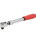 Extendable One Half Inch Drive Ratchet Handle With 72 Tooth Reversible Ratcheting And Soft Grip For Tight Spaces, red handle