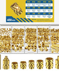 451-Piece Heat Set Threaded Inserts Kit For Plastic M2 Through M6 With Soldering Tip And Adapter, Brass Knurled Inserts