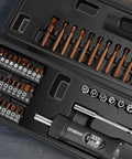 49 Pcs Torque Screwdriver 10-70 Inch Pound Torque Screwdriver Set with S2 Bits & Sockets in case, focus on tool layout