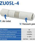 4mm Push In Vacuum Ejector Fitting One Touch Tube Type Pneumatic Connector For 4mm OD Tubing Straight Vacuum Generator ZU05L