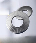 Five Sixteenths Inch Belleville Washers Conical Disc Springs 304 Stainless Pack, close-up view of steel washers