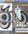 5 Inch Shopping Cart Wheels Replacement Kit Four Pack With Two Stemless And Two Stem Threaded Casters in blue on concrete