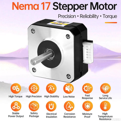 5Pack Nema 17 Stepper Motor 2 Phase 1.8° 0.13Nm High Torque Bipolar 21mm 1.0A 3.5Ω 4-Wire Shaft 24mm φ5mm 42 Stepper Motor