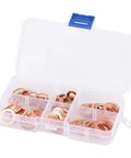 Copper Washers Set 110 Pcs 6 Types With Durable Case Assortment Kit For 1 Quarter Inch, 5 Sixteenth Inch, 3 Eighth Inch