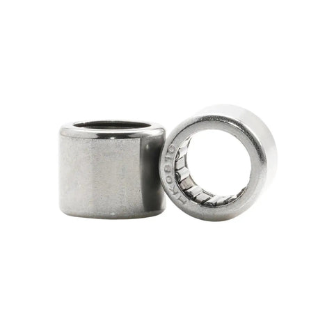 Premium Drawn Cup Needle Roller Bearing 8X12X10 MM Pre Lubricated, steel, shows inner rollers, ideal for hydraulics.