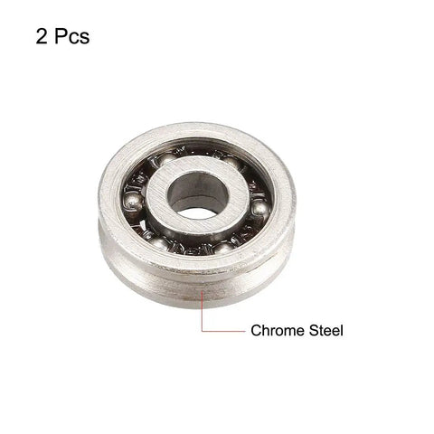 TV0310 Deep V Groove Guide Ball Bearings 3X10X3Mm Single Sealed Gcr15 Alloy Steel shown from the side, highlighting chrome steel material.
