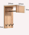 Heavy Duty Solid Wood Wall Mounted Coat Rack With Reinforced Metal Hooks, 300mm height, sturdy pine, designed for entryway storage.