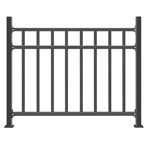 40 Inch High 48 Inch Wide Black Horizontal Deck Railing Kit Built Tough For Outdoor Use Heavy Duty Wrought Iron Handrail Guard Fence With Flat Hand Rails For Porch Balcony Patio And Deck Safe Sturdy Design For Kids And Pets Easy Install