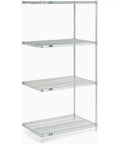 Built Different Five Tier Chrome Wire Shelving Add On Unit Twenty Four Width By Twenty One Depth By Eighty Six Height with open shelves.