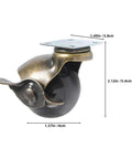 Vintage Bronze Ball Caster Wheels With Locking Brakes For Furniture, 1.57in, heavy-duty metal, designed for smooth furniture movement.