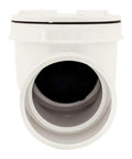Front view of Backwater Valve With Four Inch PVC White For Sewage And Storm Drain Protection showing socket connection