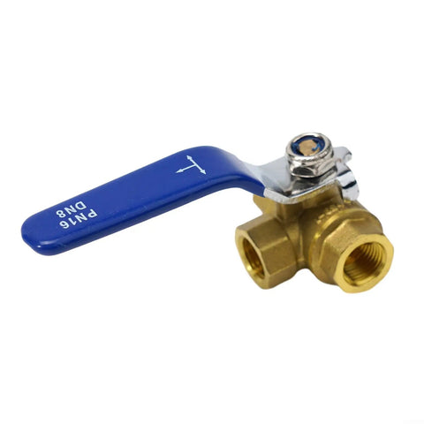 Heavy Duty 3 Way Brass Ball Valve With LT Bore Internal Thread 16 Bar Pressure Rating For Water Oil And Gas Plumbing Installs with blue lever