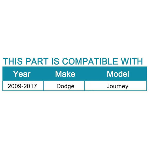 Compatibility chart for Built Tough Front Wheel Hub Bearing Assembly For 2009 Through 2020 Dodge Journey And 2014 Ram ProMaster.