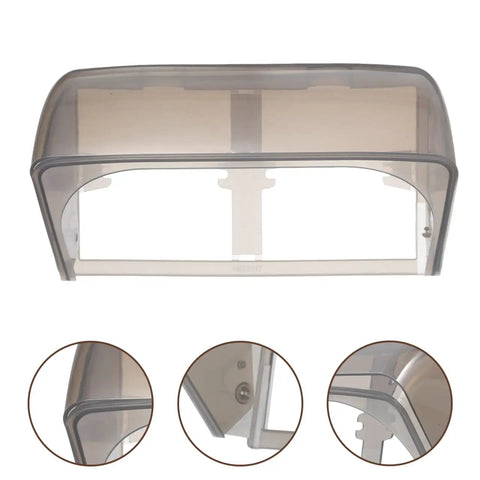 Tough As Nails Outdoor Waterproof 2 Gang Outlet Cover front view highlighting clear rubber design for rain and dust protection.
