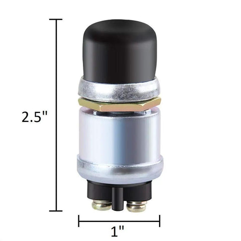 Front view of Beefy 12V 50A Waterproof Push Button Switch Universal Starter Horn Button for Cars Boats, with size measurements