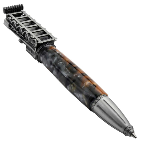 Kickass Steam Locomotive Bolt Action Ballpoint Pen Turning Hardware Kit For Custom Woodcrafts with solid brass and unique design.