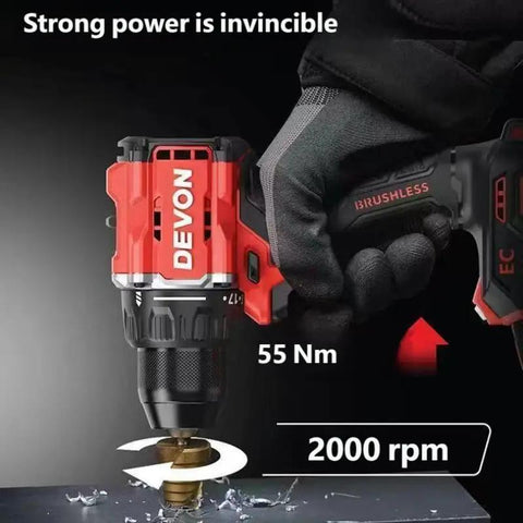 Heavy Duty 20V Brushless Cordless Impact Drill With Killer 55 Nm Torque And Two Speed Variable Control featuring ergonomic design.