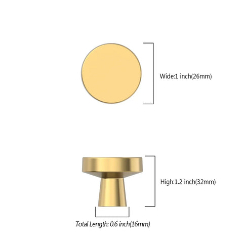 Dimensions of Brushed Gold Cabinet Knobs 10 Pack Zinc Drawer Dresser Pulls For Kitchen Cabinets And Furniture Hardware