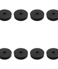 Rock Solid Eight Piece Heavy Duty Black Rubber Spacers And Multi Purpose Cushion Washers Built For Automotive Jobs And Diy Gear Upgrades With Reliable Grip And Long Lasting Wear Resistance, showing eight black rubber spacers.