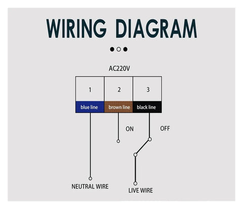 Wiring diagram for Built Tough 220V Motorized Ball Valve Cast From Solid Brass For Plumbing, showing wire connections.