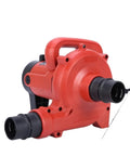 Built Like A Tank Heavy Duty Industrial Dust Collector Blower Featuring Relentless Suction Vacuum Cleaner For Shop Sawdust And Milling Debris 1480W Power Unit in red with hose attachment.