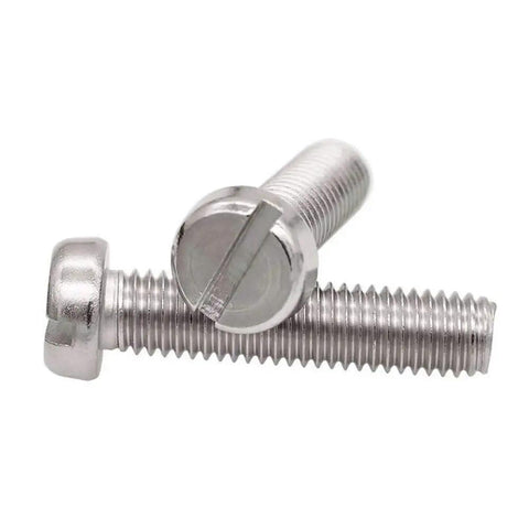 Heavy Duty M2 X 4 millimeter slotted cheese head tapping screws 304 stainless steel pro grade machine fasteners with zero rust, close-up view.