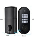 Straight Shooting Electronic Keypad Deadbolt Lock with Auto Lock Tech and Fallback Keys for Rock Solid Front Door Security in Timeless Black dimensions and design