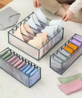 3 Piece Foldable Underwear Drawer Organizer Set For Bras Socks And Lingerie Multi Grid Closet Storage Bins crafted from durable Oxford fabric.