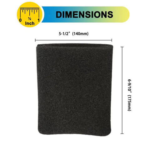 Five Pack VFF21 Foam Filters For Vacmaster Wet Dry Vacs 2.5 To 5 Gallon Replacement Foam Sleeve dimensions 5.5 x 6.9 inches