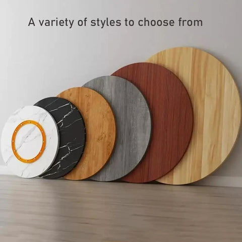 Heavy Duty 27 Inch Lazy Susan Turntable Smooth Spinning Solid Wood Rotating Serving Tray For Kitchen And Dining Room in various styles.
