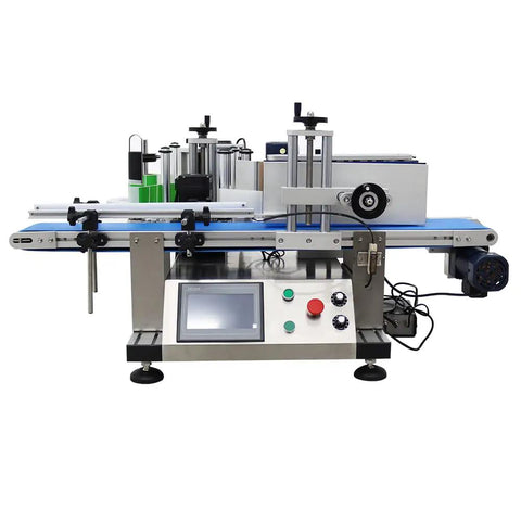 No Sweat High Speed Automatic Round Bottle Labeling Machine Desktop Conveyor Label Applicator For Glass And Plastic Bottles with control panel.