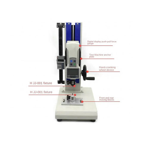 Badass Digital Force Gauge Tensile Compression Test Bench With Adjustable Push Pull Dynamometer Base And Sharp Digital Display, showing features of test machine.