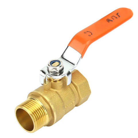 Heavy Duty Pro Level Hard Cast Brass Ball Shut Off Valve For Residential Plumbing And Water Systems with orange lever handle.