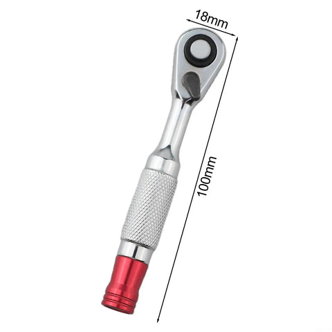 Compact Socket Wrench Set Featuring 72 Tooth Quick Swing Ratchet, 100mm size, chrome finish, ideal for tight space access.