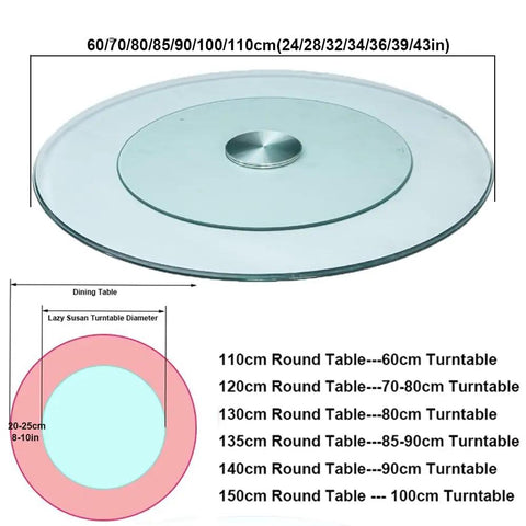 Image of Heavy Duty 43 Inch Lazy Susan Turntable Smooth 360 Rotating Tempered Glass Dining Table Serving Tray Silent Ball Bearing Kitchen Game Changer That Handles Any Spread Without Breaking A Sweat Tonight.