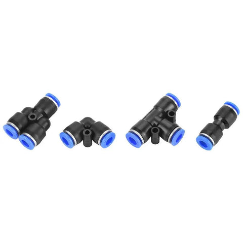 Solid 40 Piece Pneumatic Push To Connect Fitting Kit With 6mm Air Tubing And 360 Rotating Design For Easy High Pressure Install Without Tools Or Tape, black fittings