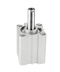 Rock Solid Air Pneumatic Cylinder With Spring Return And Compact Aluminum Workhorse Design For Ready To Roll Automation Projects featuring a close-up view of aluminum actuator with piston.